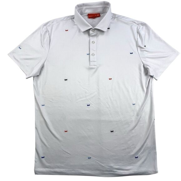 Redvanly Golf Polo Shirt Mens Medium White Dragonfly Athleisure Performance - Picture 2 of 10